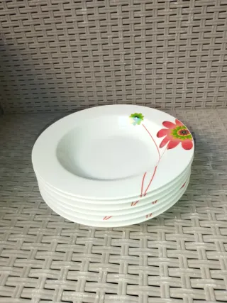6 piatti fondi porcellana 22 cm decorati