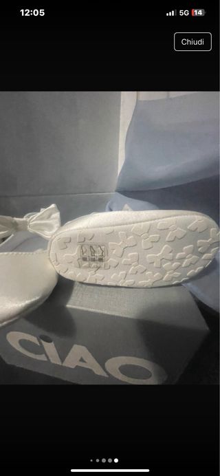 Scarpine bianche neonato 20/21 con fiocco