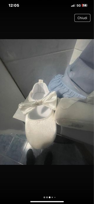 Scarpine bianche neonato 20/21 con fiocco
