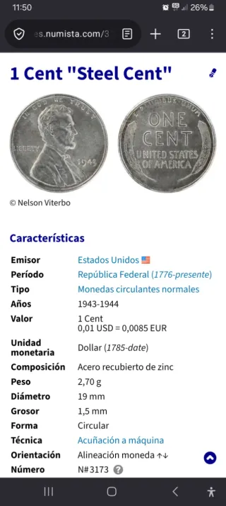 1 Centavo 1943 USA NGC MS65 II Guerra Mundial