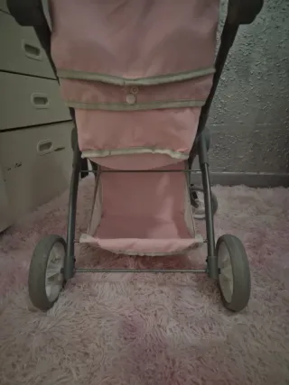 Carrito de paseo para muñecas rosa