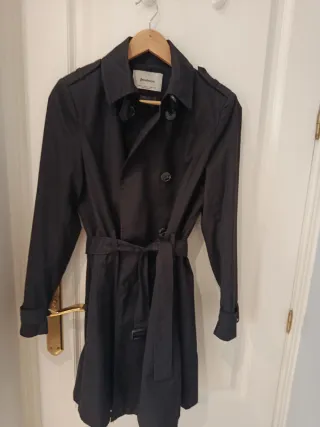 Gabardina Stradivarius Negra Mujer