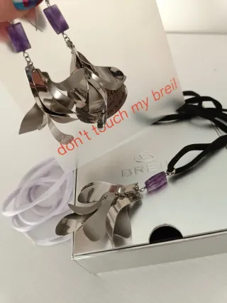 Set Breil Collana + Orecchini Viola e Argento