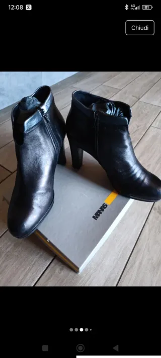 Stivaletti Manas pelle n.41 nero/argento