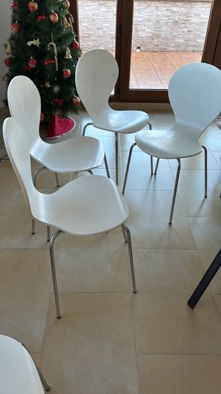 Sillas de salón/cocina blancas patas acero