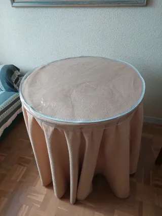 Mesa camilla redonda 70 cm incluye faldas y protec