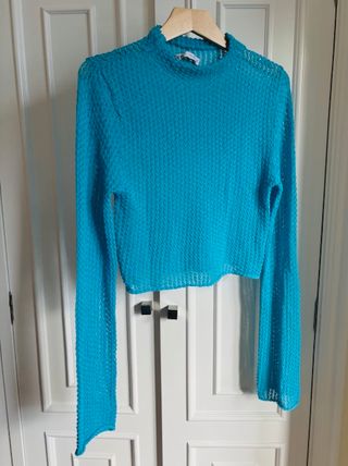 Top Zara Malla Azul M