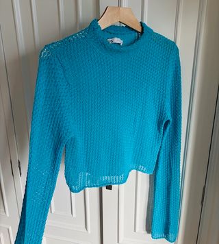 Top Zara Malla Azul M