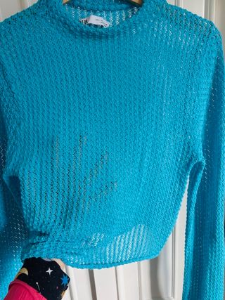 Top Zara Malla Azul M