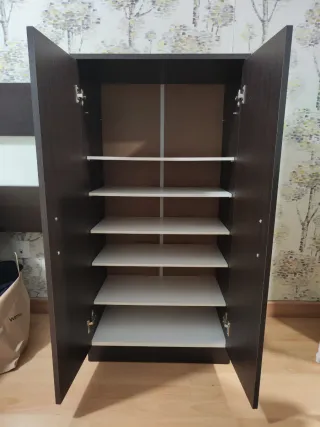 Mueble auxiliar/zapatero madera oscuro