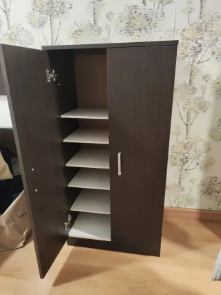 Mueble auxiliar/zapatero madera oscuro