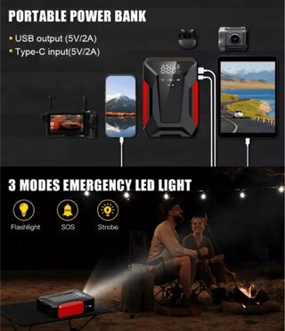 Avviatore Emergenza Auto + Compressore Aria