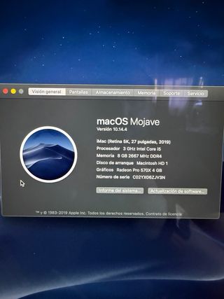 Imac 27 pulgadas de 2019 Plata