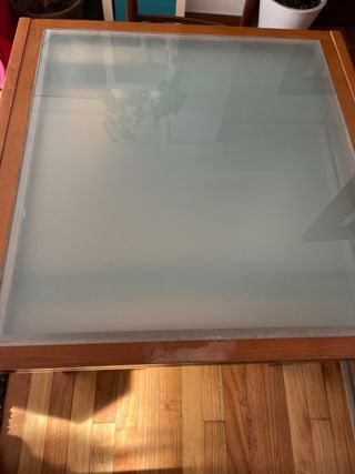 Mesa de comedor extensible madera y cristal