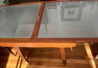 Mesa de comedor extensible madera y cristal