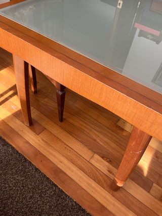 Mesa de comedor extensible madera y cristal