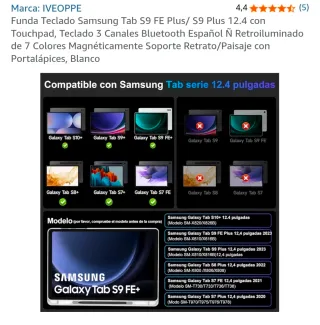 Funda Teclado Samsung 12,4 Negro.