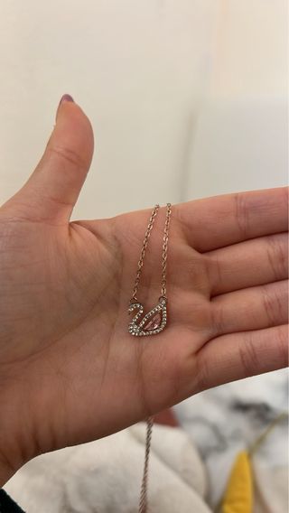Collar Swarovski Cisne Rosa Plata