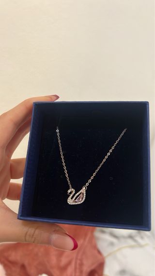 Collar Swarovski Cisne Rosa Plata