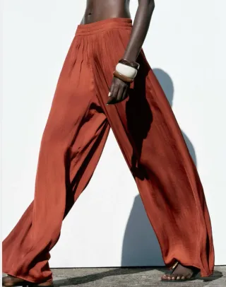 ZARA - Pantalones fluidos naranjas