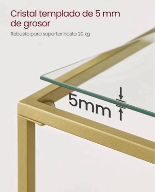 Mueble entrada 2 baldas cristal dorado