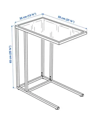 Mesa auxiliar cristal patas metal negras