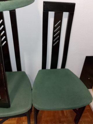 Juego de 6 Sillas Comedor Madera y Tela