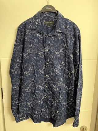 Camisa Zara Estampada Azul Talla L