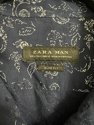 Camisa Zara Estampada Azul Talla L