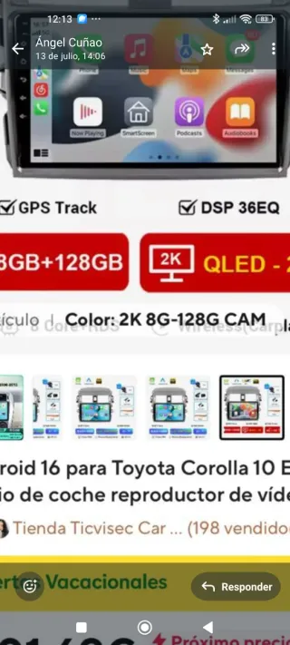 Pantalla Android Toyota Corolla 10 E140