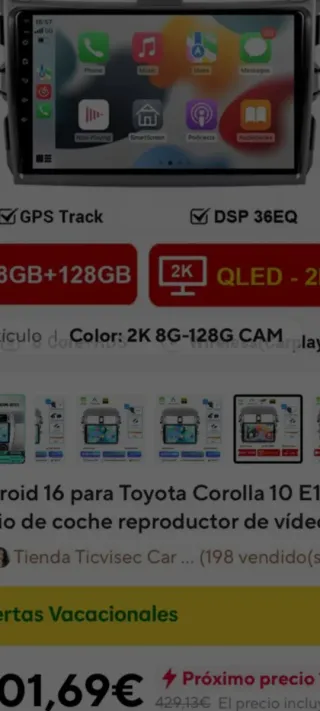 Pantalla Android Toyota Corolla 10 E140