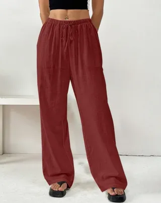 AMISU - Pantalones fluidos color teja