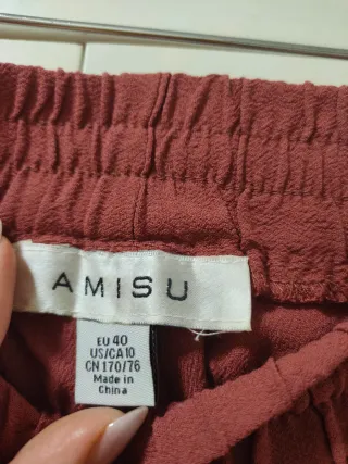 AMISU - Pantalones fluidos color teja