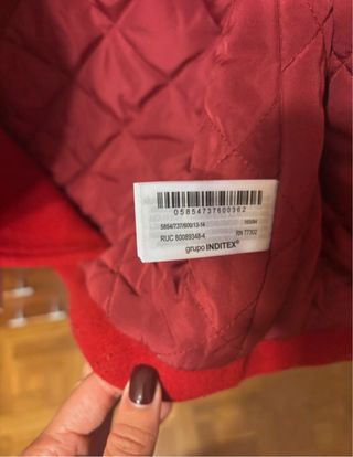 Chaquetón paño rojo botones Zara
