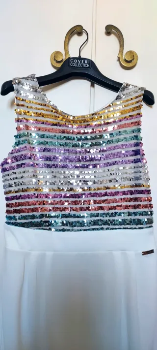 Vestito Coveri paillettes arcobaleno e bianco