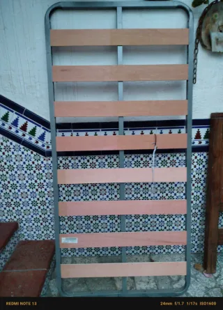 Somier cama individual madera y metal