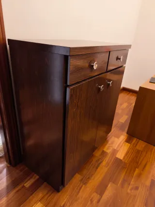 Mueble aparador madera oscura 2 cajones