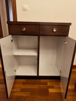Mueble aparador madera oscura 2 cajones