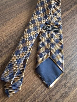 Corbata Salvatore Ferragamo Azul y Dorada. Seda