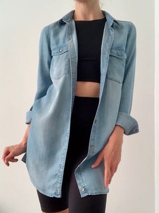 Camisa larga vaquera H&M Premium T.34 XS