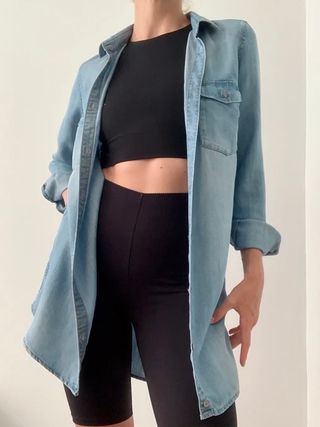 Camisa larga vaquera H&M Premium T.34 XS