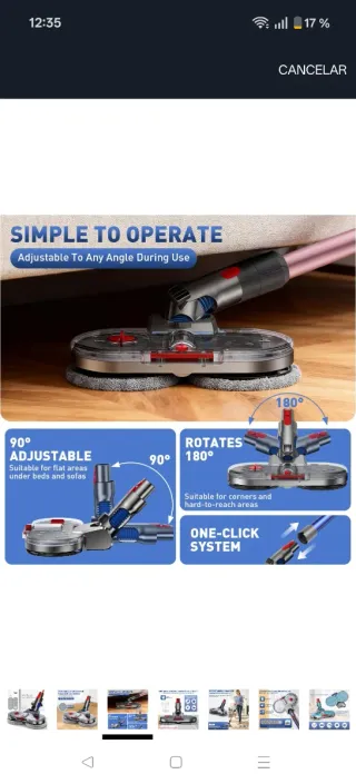 Cabezal Fregona Eléctrico Dyson V7 V8 V10