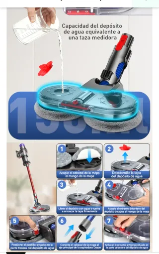 Cabezal Fregona Eléctrico Dyson V7 V8 V10