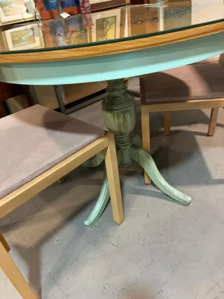 Mesa redonda extensible de madera