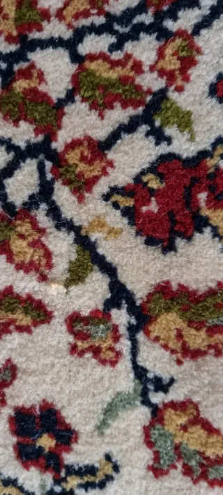 Alfombra grande de lana beige y multicolor