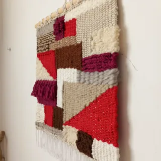 Arazzo quadrato lana tessuto a mano