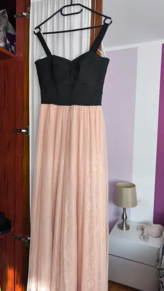 Vestido fiesta negro y salmón Talla L