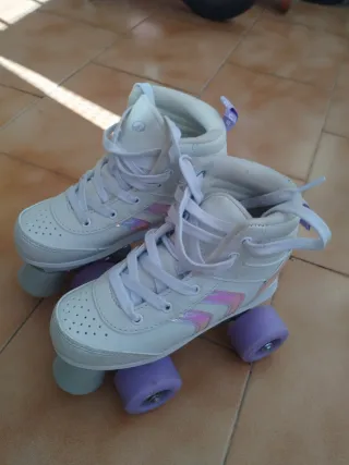 Patines Quad Lila Talla 32 (Decathlon).