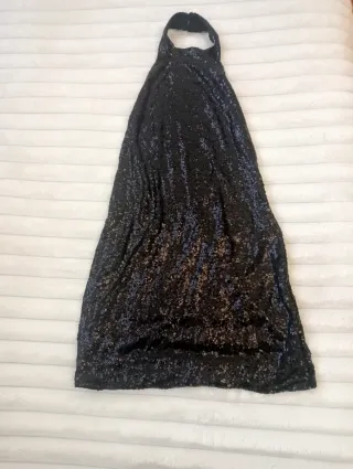 Vestido lentejuelas negro talla S