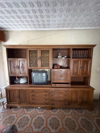 Mueble comedor antiguo madera y cristal